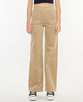 Kancan Women's Ultra High-Rise Wide Leg Corduroy Pants