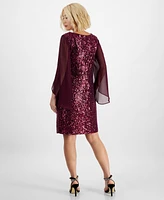 Connected Petite Sequin Angel-Sleeve Dress