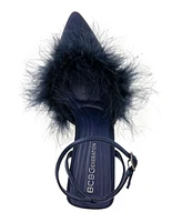 BCBGeneration Women's Iliana Ankle Strap Feather Detail Pumps