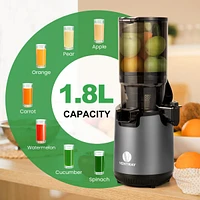 Ventray Cold Press Juicer, Slow Masticating with 130mm Wide Feed Chute, 5" Extra Large Fit Whole Fruits Vegetables