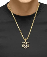 Effy Men's Black Diamond (1/3 ct. t.w.) & White Diamond (3/8 ct. t.w.) Star of David 22" Pendant Necklace in 14k Gold