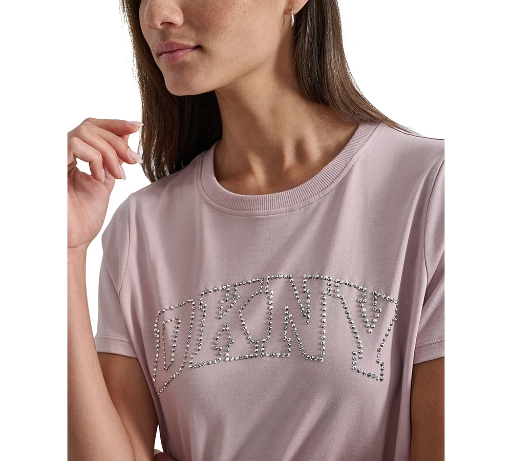 Dkny Women's Varsity Rhinestone-Logo Crewneck Top