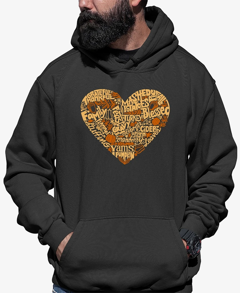 La Pop Art Men's Thanksgiving Heart Word Hooded Sweatshirt