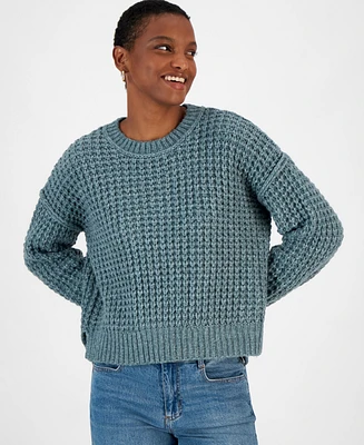 And Now This Women's Textured Waffle Knit Crewneck Sweater, Created for Macy's