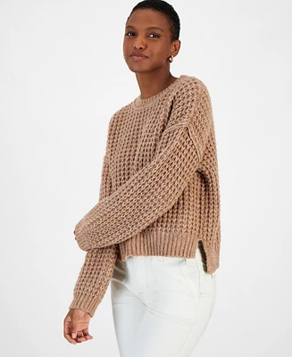 And Now This Women's Textured Waffle Knit Crewneck Sweater, Created for Macy's