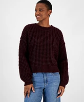 And Now This Women's Textured Waffle Knit Crewneck Sweater, Created for Macy's