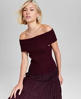 And Now This Women's Off-The-Shoulder Ribbed Knit Top, Created for Macy's