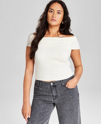 And Now This Women's Off-The-Shoulder Ribbed Knit Top, Created for Macy's