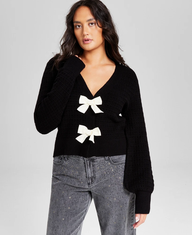 And Now This Women's Long-Sleeve Faux-Bow Cardigan, Created for Macy's