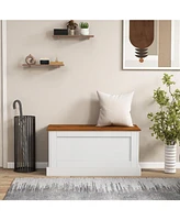 Sugift Large Storage Chest with Safety Metal Hinge-White