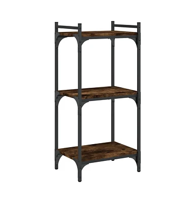 vidaXL Bookcase 3-Tier Smoked Oak 15.7"x11.8"x33.9" Engineered Wood