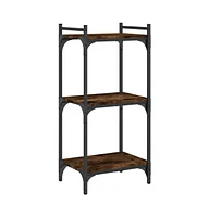 vidaXL Bookcase 3-Tier Smoked Oak 15.7"x11.8"x33.9" Engineered Wood