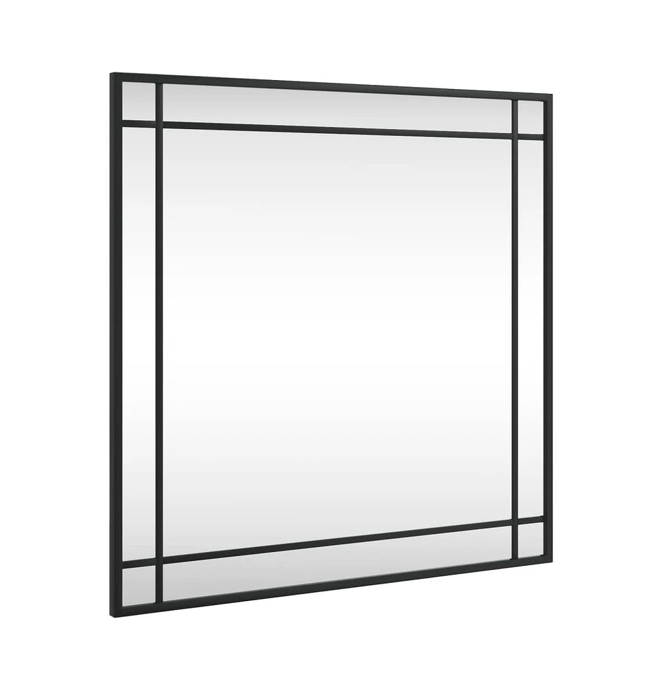 vidaXL Wall Mirror Black 23.6"x23.6" Square Iron