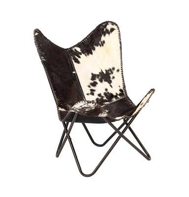 vidaXL Butterfly Chair and White Genuine Goat Leather