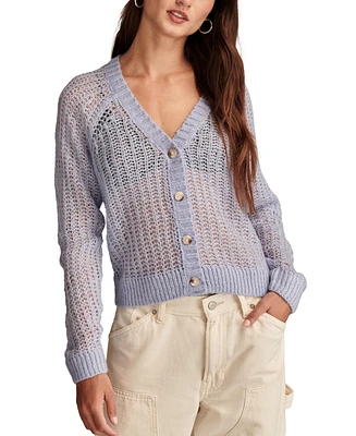 Lucky Brand Women's Open Knit Button-Front Cardigan