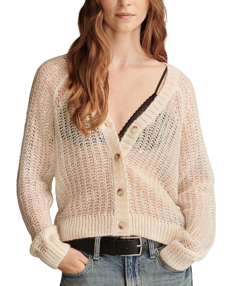 Lucky Brand Women's Open Knit Button-Front Cardigan