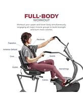 Sunny Health & Fitness Compact Performance Recumbent Bike with Dual Motion Arm Exercisers, Quick Adjust Seat & Exclusive SunnyFit App Enhanced Bluetoo