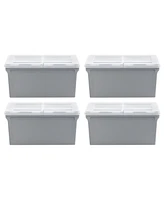 Iris Wing-Lid Latter Size File Organizer Box, Gray with Clear Lid, Pack of 4