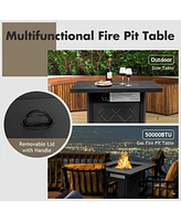 Inolait 28 Inch Propane 50 000 Btu Patio Square Gas Fireplace with Lava Rock-Black