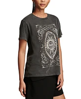 Lucky Brand Women's Find Your Path Studded Graphic Print Boyfriend T-Shirt