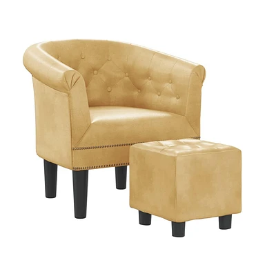 vidaXL Tub Chair with Footstool Gold Faux Leather