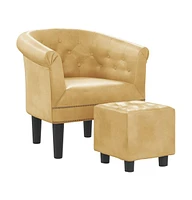 vidaXL Tub Chair with Footstool Gold Faux Leather