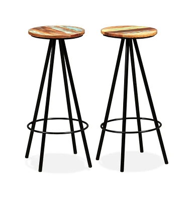 vidaXL Bar Stools pcs Solid Reclaimed Wood