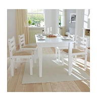 vidaXL Dining Chairs 4 pcs White Solid Rubber Wood and Velvet