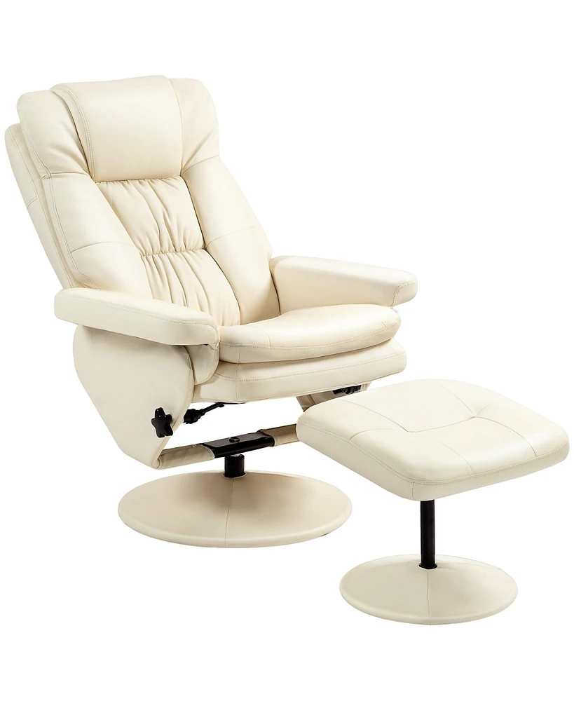 Homcom Swivel Recliner with Ottoman Reclining Chair and Footrest, Cream