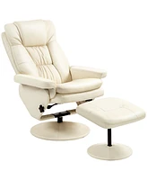 Homcom Swivel Recliner with Ottoman Reclining Chair and Footrest, Cream