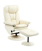 Homcom Swivel Recliner with Ottoman Reclining Chair and Footrest, Cream