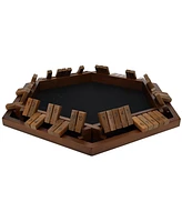 Pacific Shore Games 6 Player 14 in. Shut The Box Board Game, Walnut Stained Wood