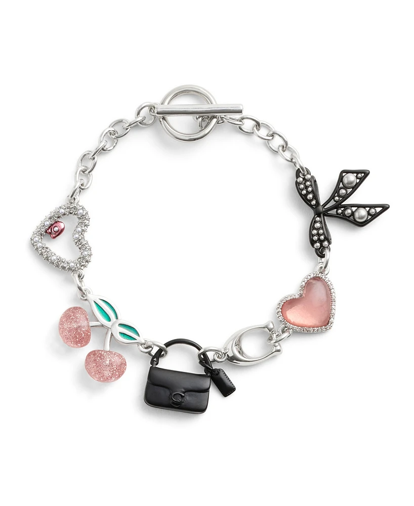 Coach Faux Stone Signature Bowtique Charm Bracelet