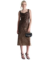 Dkny Women's Sequined Cowlneck Midi Dress