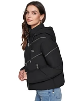 Karl Lagerfeld Paris Women's Rhinetone-Trim Hooded Puffer Jacket