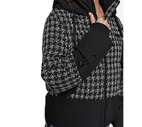 Karl Lagefeld Paris Women's Houndstooth Hooded Puffer Jacket