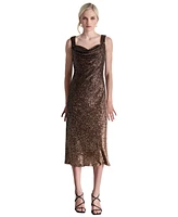 Dkny Petite Cowl-Neck Sleeveless Sequin Midi Dress