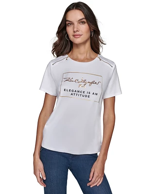 Karl Lagerfeld Paris Women's Embellished Graphic T-Shirt