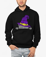 La Pop Art Men's Peeking Witch Cat Word Hooded Sweatshirt