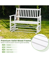 Givimo 2 Seats Outdoor Glider Bench with Armrests and Slatted Seat-White