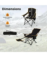 Givimo Folding Camping Chair with Footrest Camping Lounge Chair with Carry Bag-Black