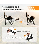 Givimo Folding Camping Chair with Footrest Camping Lounge Chair with Carry Bag-Black