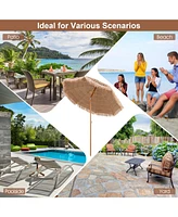 Givimo 7.2 Feet Patio Thatched Tiki Umbrella Hawaiian Hula Beach Umbrella