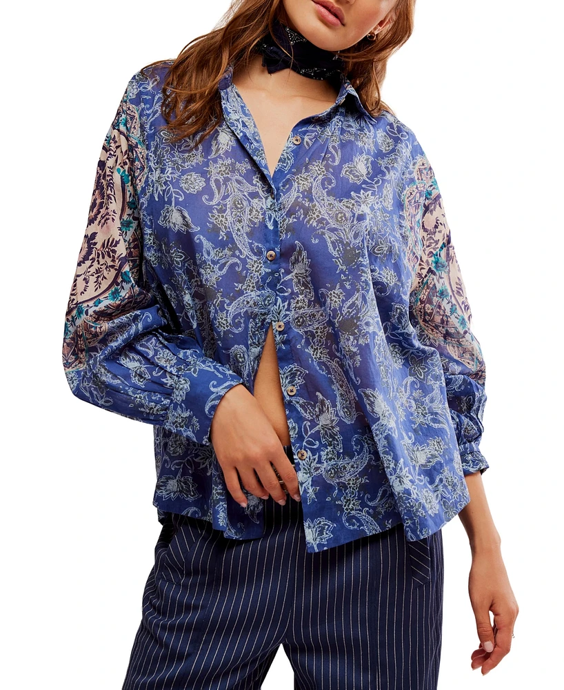 Free People Women's Rose Bud Button-Front Blouse