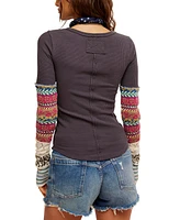 Free People Women's All In Cuff Long-Sleeve Cotton Top