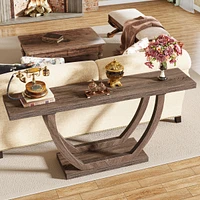 Tribesigns Console Table for Entryway: 63 Inches Farmhouse Wood Entry Foyer Entrance, Narrow Long Sofa Behind Couch with Metal Legs fo