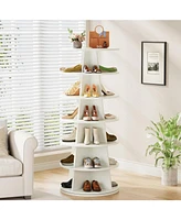 Tribesigns Rotating Shoe Rack, 7-Tier Revolving 24 Pairs Shoe Storage Shelf Tower, Modern Free Standing Wood Space