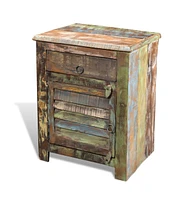 vidaXL End Table with 1 Drawer 1 Door Reclaimed Wood