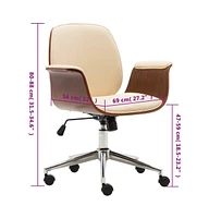 vidaXL Office Chair Cream Bent Wood and Faux Leather