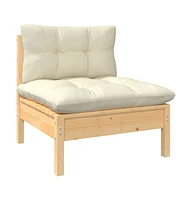 vidaXL 2-Seater Patio Sofa with Cream Cushions Solid Pinewood